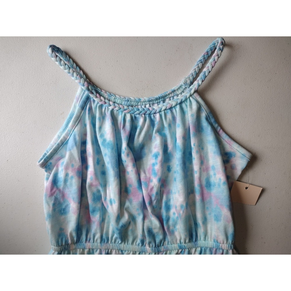 SO‎ Girls Tie Dye Braided Strap Dress Blue Pink Purple Size L 10/12 NEW - Picture 2 of 4